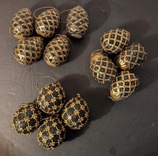 Katherine's Collection Black  Gold 3D Ornaments Set Of 13 NOS VTG Decor Egg