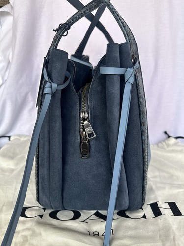 Coach 1941 Harmony Hobo Azul Colorblock Cuero con Gamuza y Piel de Serpiente - Imagen 6 de 22