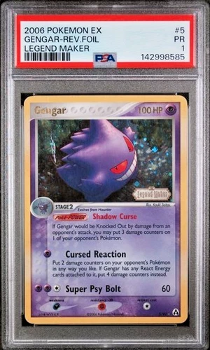 SWIRL PSA 1 2006 Pokemon EX Legend Maker Gengar STAMPED Reverse Holo Foil 5/92