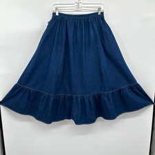 Vintage Sasson Denim Skirt Size 13 Medium Flowy Western Cottagecore Prairie Boho