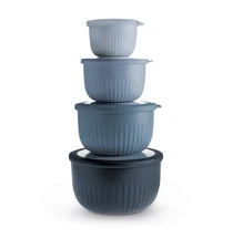 🆕 Art & Cook 8-Pc Nesting Bowl Set w/ Lids Blue | Meal Prep Storage