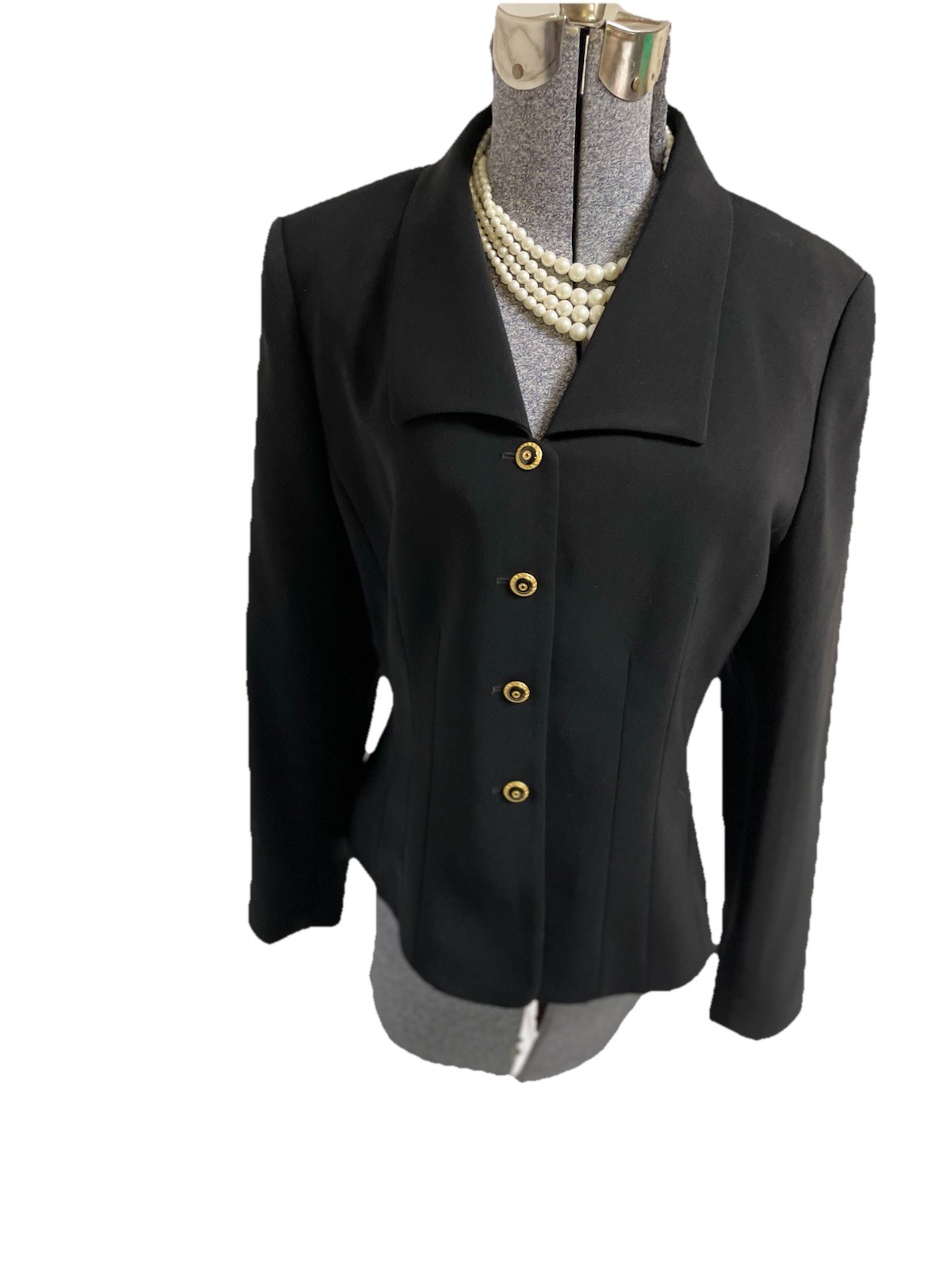 Le Suit Blazer Size 10 Black Suit Seperates Jacket Gold Tone Buttons Executive