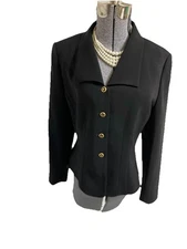 Le Suit Blazer Size 10 Black Suit Seperates Jacket Gold Tone Buttons Executive