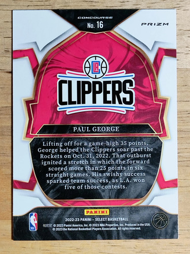 2022-23 Select Prizms Blue #16 Paul George - Picture 2 of 2