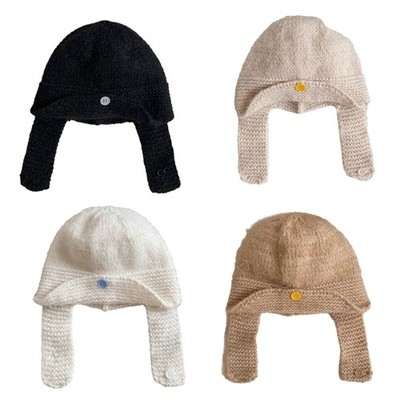 Knitted Beanie Hat Solid Color Cap Pullover Hooded Hat Fashion Girls Scarf Cap