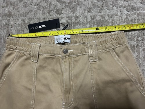 Fashion Nova Tall Size 11 Khaki Cargo Carpenter Pants NWT Tan Utility Style - Picture 18 of 20