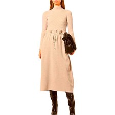 Ulla Johnson Rumi Dress Size Medium Blush Pink Button Skirt Turtleneck Knit Wool