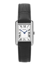 Sekonda Colette 22mm Womens Rectangular Silver Analogue Watch with Black Strap
