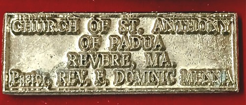 Vintage Metallo Inciso Wandbehang Antonius Kirche Revere MA Zinn Italien - Bild 3 von 8