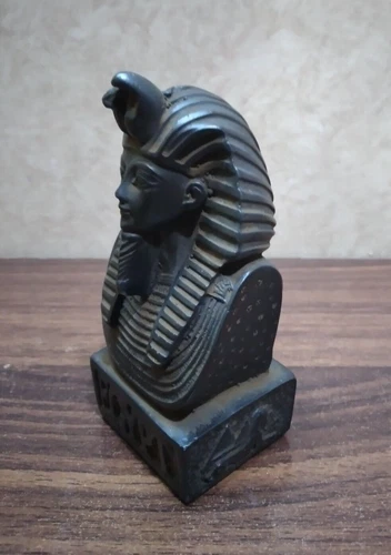 Rare ANCIENT EGYPTIAN Statue King Tutankhamun head of hard Black Basalt stone - Picture 4 of 13