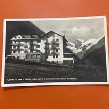 COGNE HOTEL BELLEVUE AND GLACIERS OF THE GREAT PARADISE POSTCARD TRAVELLED 1953 