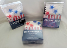 3 Packages RED WHITE  BLUE STAR String LED LIGHTS 7.5 Ft Each 4th OF July NEW
