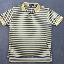 Polo Ralph Lauren Men's Large Yellow Blue Striped Polo Shirt