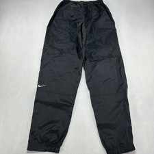 Nike Pants Mens Small Black Nylon Track Windbreaker Zip Ankle Drawstring Vintage