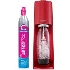 SodaStream Terra Soda Streaming Machine Red - Sparkling Water Maker with Bottle