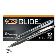 BIC Glide Black Retractable Ballpoint Pens, Medium Point (1.0mm), 12-Count,