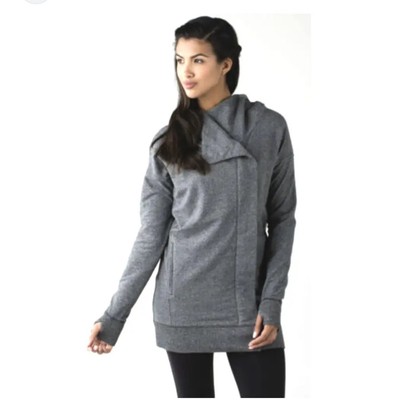 Lululemon That's a Wrap Up Gray Hoodie Jacket Zip Oversized Thumbholes Size 4