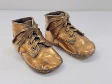 Vintage Baby Shoes Pair Bronze Dipped Mid 20th Century