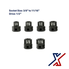 6 pc Nano Socket / Stuby Socket Set (3/8" - 11/16") x 1/2" Drive by X1 Tools