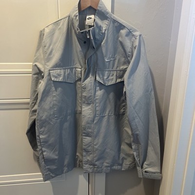 Nike Jacket Mens Lrg Gray Utility Field Zip Snap Pockets Lightweight CZ9922-077