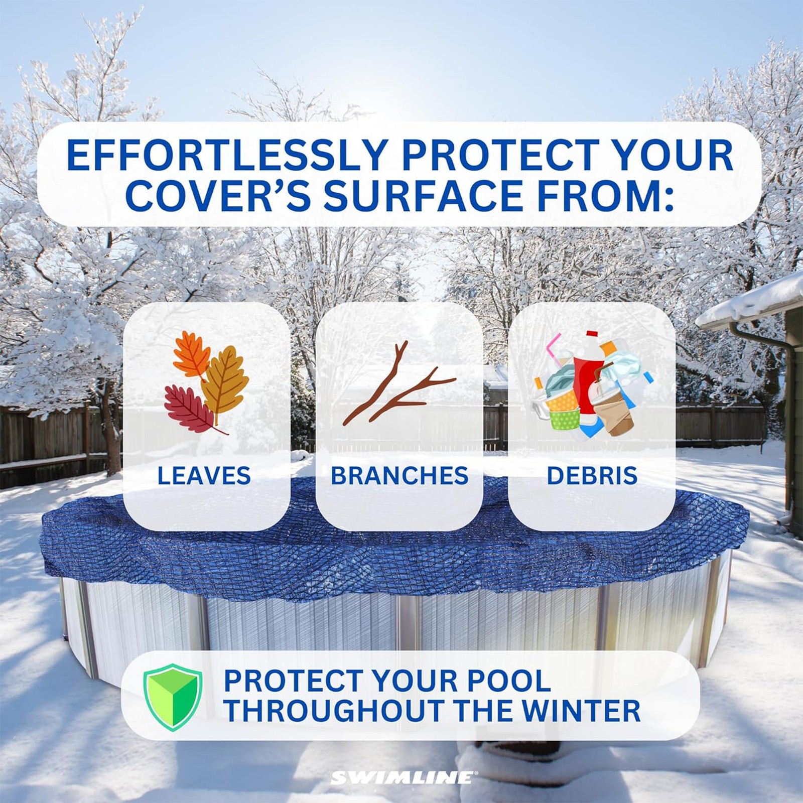 Swimline Hydrotools Leaf Net Winter Pool Cover for 18x34 Ft Above Ground Pools