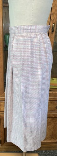 A1 WORTHINGTON ESSENTIALS WOOL BLEND SWEET PINK PLAID LONG SKIRT SZ 8 PLEATED - Picture 4 of 17