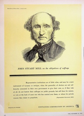 Original 1953 Vintage Print Ad: John Stuart Mill no obligation of suffrage#CCA