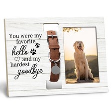Dog Cat Pet Memorial Picture Frame with Collar Holder, Pet Cat Dog Memorial L...