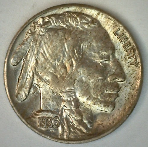 1936 S Buffalo Nickel UNC 5c Uncirculated San Francisco Mint 5-Cents TONED Coin