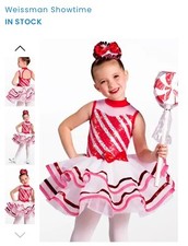 Weissman Dance/Skate Dress Jazz Party Shiny Sequins XLC/14-16/AS red/white body