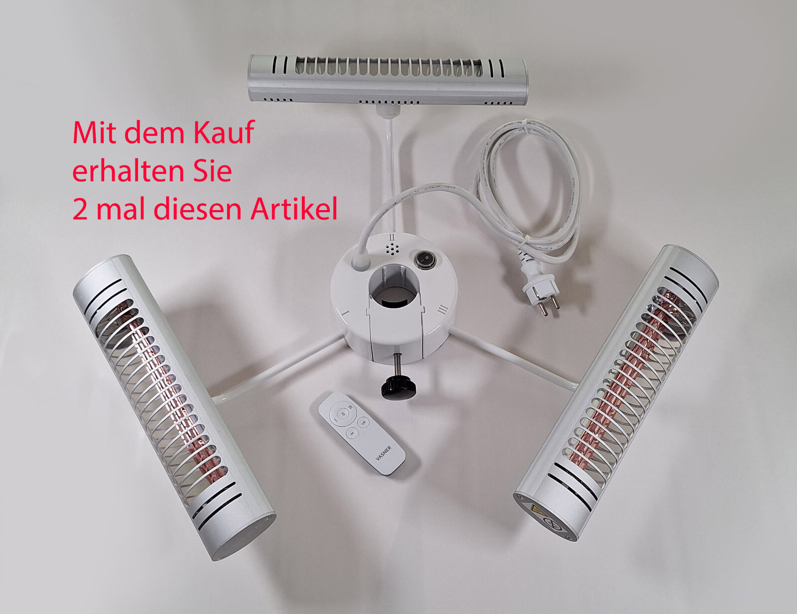2 Stück Heizstrahler infrarot für Terrassenschirm m. Fernbed., Terrassenheizung