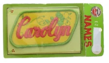 E-Z Sew Names Carolyn Green Yellow and Pink Vintage Uniform Patch new in origina