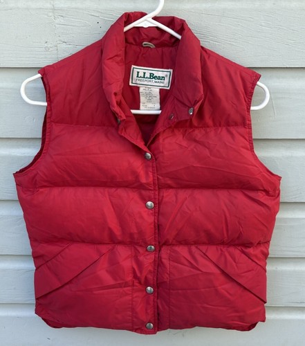 Vintage 1980s LL Bean Red Nylon Goose Down Fill Quilted Puffer Vest Women’s M
