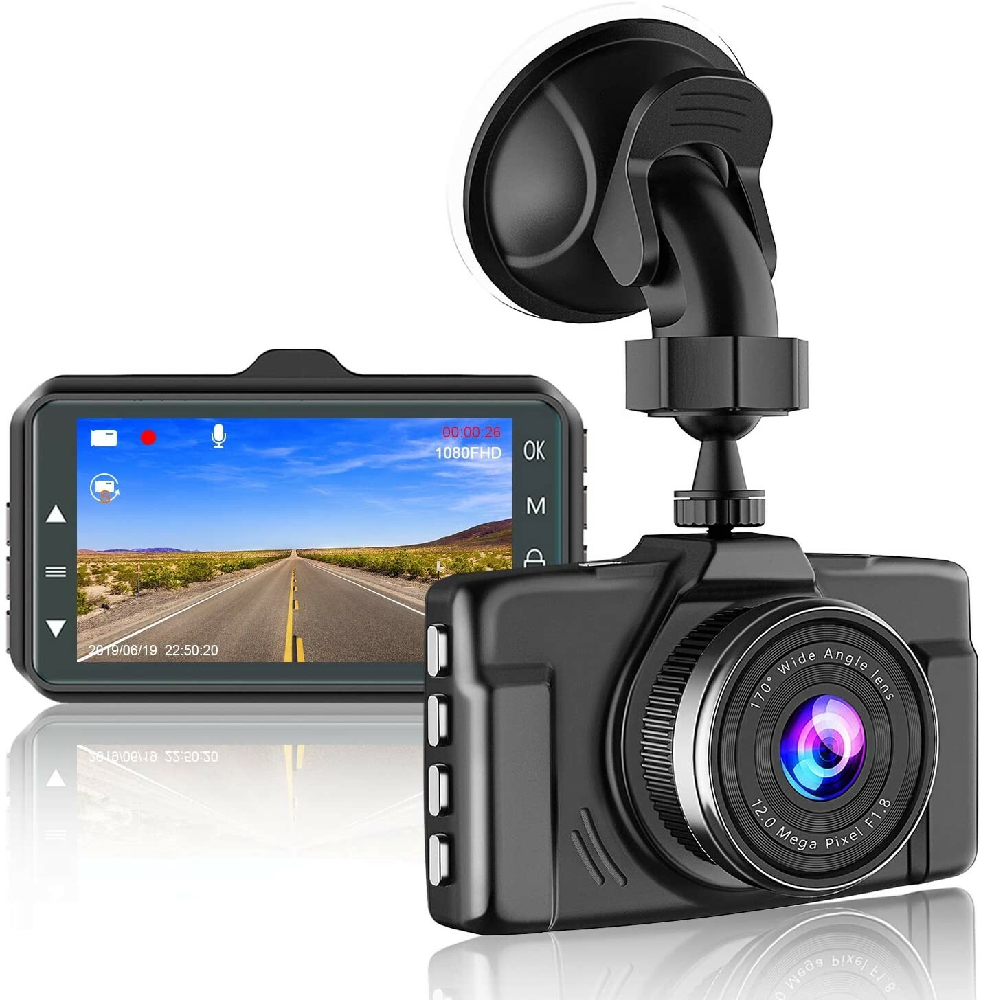 Dash Cam Auto 1080P Full HD - Registrazione Ciclica e Grandangolo 170°