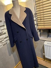 House Of Fraser Women’s Winter Soft Wool Cashmere Coat Size Uk 10 Navy Beige