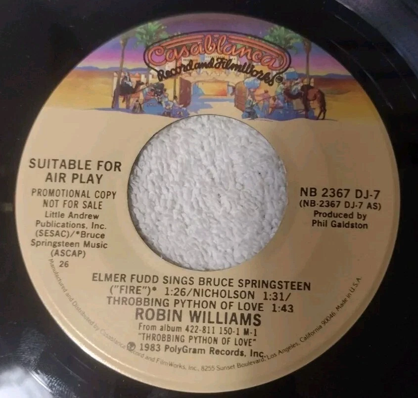 ROBIN WILLIAMS-THROBBING SAMPLER VINYL 45 1983 PROMOTIONAL COPY - Image 4 of 4