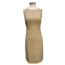 Dolce & Gabbana Tweed SleevelessZip Back Lined Dress Beige Size EU 40