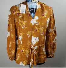 New with tags A New Day Golden Yellow Floral Blouse multiple sizes S,M,L and XL