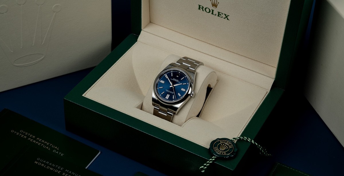 Rolex Oyster Perpetual 'Sunray Blue' Lume Novelty Superalloy 904L