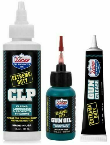 LUCAS 1oz Extreme Duty Gun Oil Needle Oiler 10875 & Grease Tube & CLP Cleaner