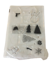 Snowman Builder Clear Stamp Set Bird Trees Snowflakes Christmas Card Making Art