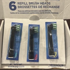 Oral-B Cross Action Replacement Brush Heads Electric Toothbrush 6 Pack Black