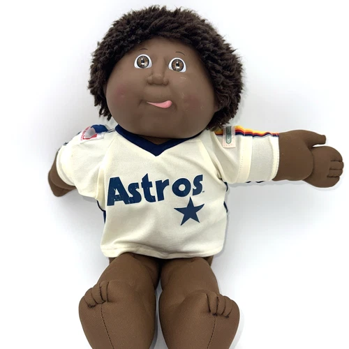 Cabbage Patch Kids Doll 1986 Tongue Out Face African American Astros Jersey Vtg