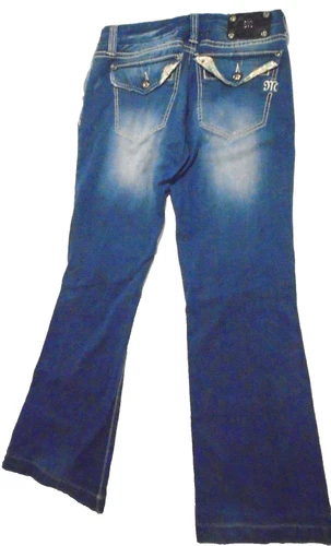 Miss Me Women's Jeans 29 x 30 Wide Leg with Rear Flap Pockets Stretch