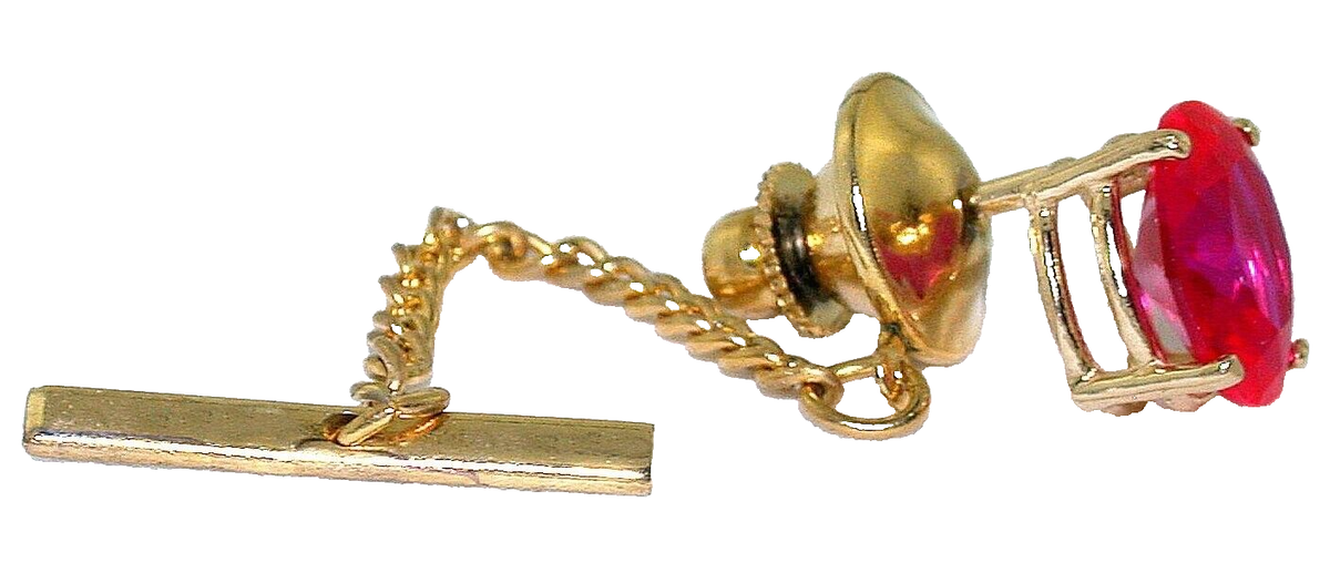 10x8 Oval Lab-Created Bright Ruby 14Kt Yellow Gold Tie Tack