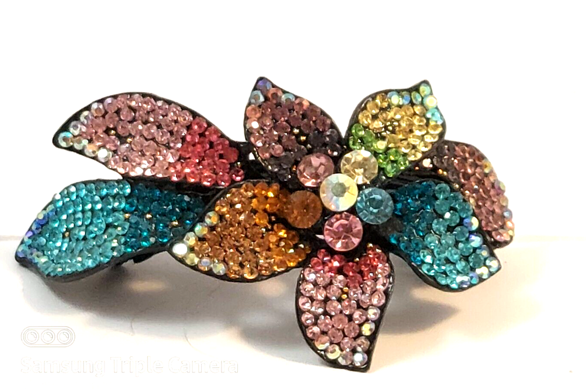Vintage 4 Pairs of Handset Crystal Flower Hair Barettes Barrettes for Women Hair Barrettes for Women 4 Pack Vintage  main image 2