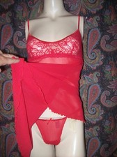 Victoria's Secret Red Lacy Babydoll Mini Nighty With Panty Set Lingerie S