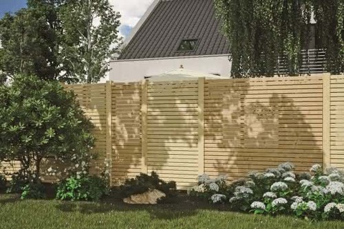 RhombusSichtschutzzaun II sibirische Lärche Premium fertig montierter