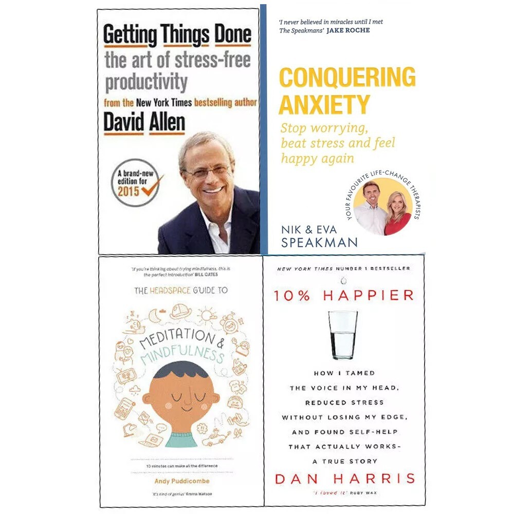 Conquering Anxiety,Getting Things Done,Mindfulness,10% Happier 4 Books Set