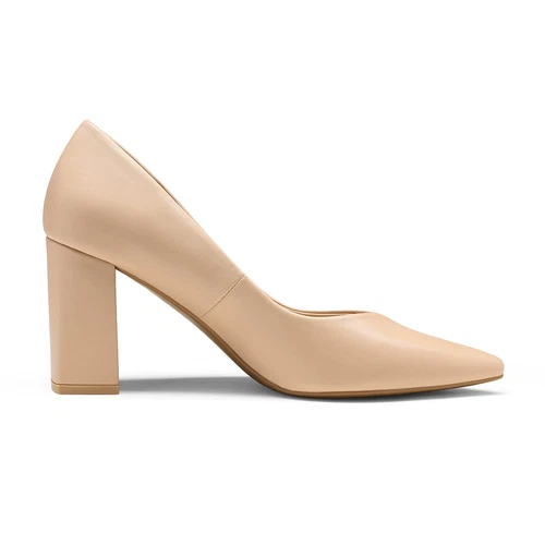 Women Pump Shoes Chunky High Block Heel Pointed Toe Wedding Party Slip On Dress - Picture 13 of 23